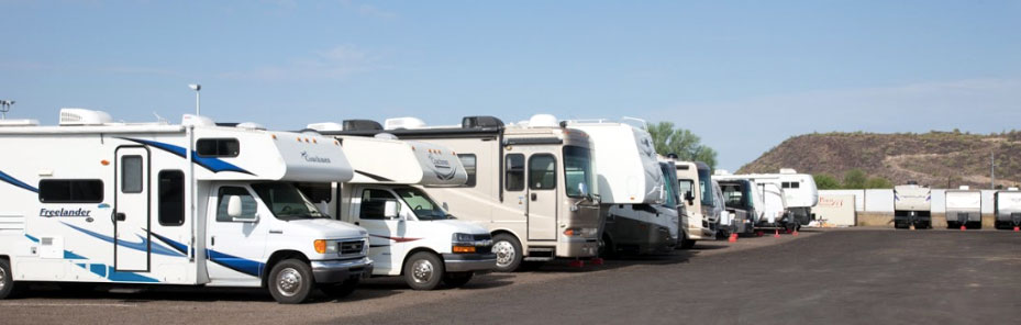 RV's lined up waiting for service