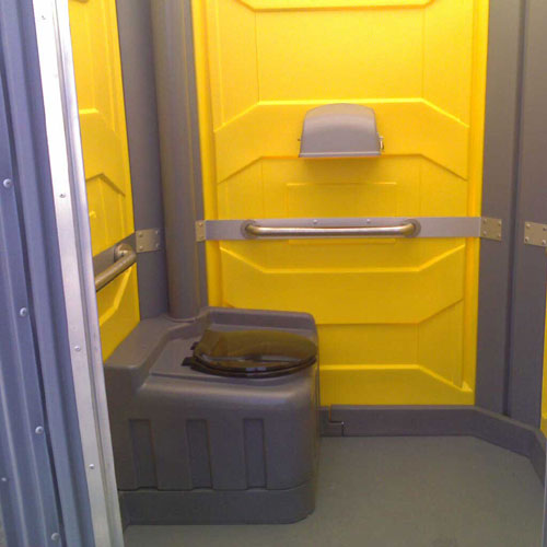 Interior view of one of the handicapped portable toilets