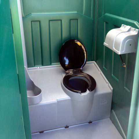 Interior view of porta potty