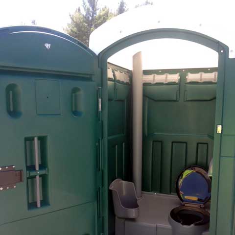 Entry view of portable toilet
