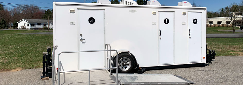 Exterior of Stone ADA 3-station restroom trailer